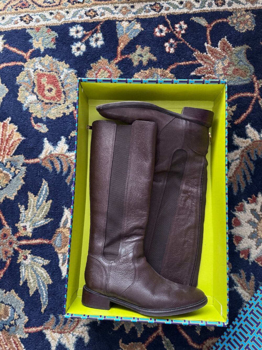 Tory Burch Tall Leather Riding Boots in Dark Brown
